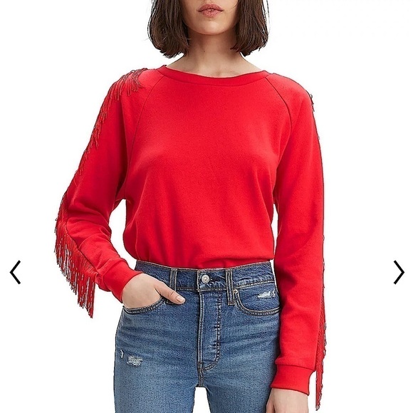 Levi's Tops - Levi's® Reese Frayed Sweatshirt red women’s size XL